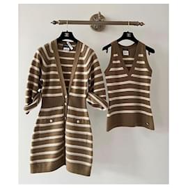Chanel-Gisele Bundchen Style Beige Cashmere Ensemble-Beige