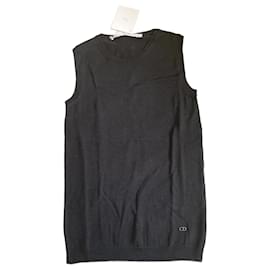 Christian Dior Black Sleeveless Wool Top Black