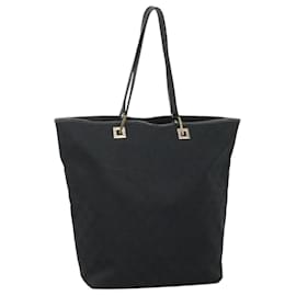 Gucci-GUCCI GG Canvas Tote Bag Black Gold 002 1098 3444 Auth ep8698-Black,Golden