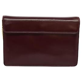 Christian Dior-Christian Dior Chain Shoulder Bag Leather Wine Red Gold Auth BA1298-Golden,Dark red