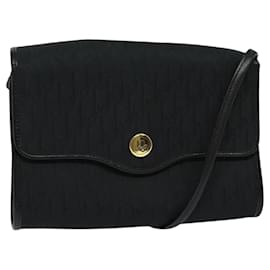 Christian Dior-Christian Dior Trotter Canvas Shoulder Bag Black Auth ep8762-Black