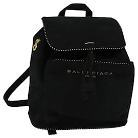 Balenciaga-BALENCIAGA Backpack Suede Black Gold Auth bs24827-Black,Golden
