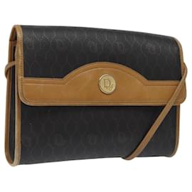 Christian Dior-Christian Dior Honeycomb Canvas Shoulder Bag PVC Black Gold Auth 118414-Black,Golden