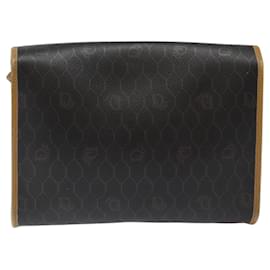 Christian Dior-Christian Dior Honeycomb Canvas Shoulder Bag PVC Black Gold Auth 118414-Black,Golden