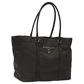Prada-PRADA Tote Bag Nylon Khaki Silver Auth ti2989-Silvery,Khaki