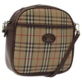 Autre Marque-Burberrys Nova Check Shoulder Bag Canvas Beige Gold Auth BA1424-Beige,Golden