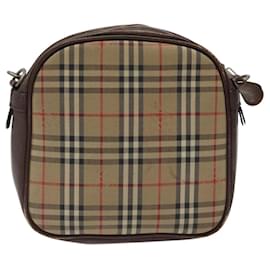 Autre Marque-Burberrys Nova Check Shoulder Bag Canvas Beige Gold Auth BA1424-Beige,Golden