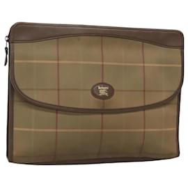 Autre Marque-Burberrys Nova Check Clutch Bag Canvas Beige Auth bs24640-Beige