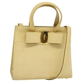 Sac à main Vala en daim beige doré Auth BA1438 de Salvatore Ferragamo Beige Doré