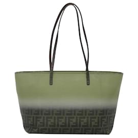 Fendi-FENDI Zucca Canvas Tote Bag Brown Black pink Auth 119406-Brown,Black,Pink