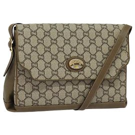 Borsa a spalla GUCCI GG Supreme PVC Beige Oro Auth BA1481 Beige D'oro