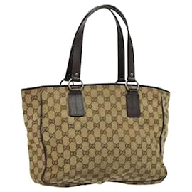 Gucci-GUCCI GG Canvas Tote Bag Beige 113017 Auth bs24538-Beige
