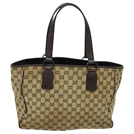 Gucci-GUCCI GG Canvas Tote Bag Beige 113017 Auth bs24538-Beige