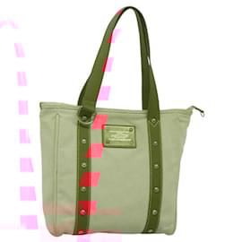 Louis Vuitton-LOUIS VUITTON Antigua Cabas MM Tote Bag Beige Red M40035 LV Auth 119464-Red,Beige