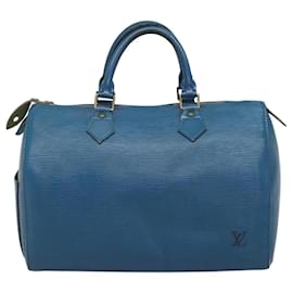 Louis Vuitton-LOUIS VUITTON Epi Speedy 30 Hand Bag Toledo Blue M43005 LV Auth ep8746-Blue