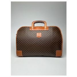 Céline Vintage Celine Monogram leather Suitcase brown Brown