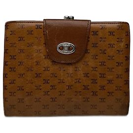 Céline Vintage Celine Paris Monogram Leather wallet brown Brown