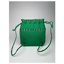 Mochila de algodón vintage Issey Miyake verde Verde