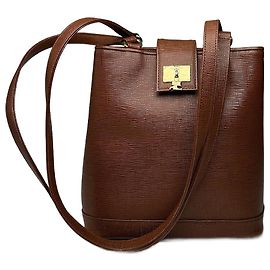 Borsa a secchiello in pelle vintage Courreges marrone Marrone