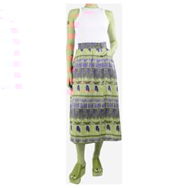 Hermès-Multi vintage printed skirt - size UK 12-Multiple colors