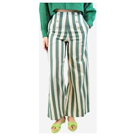 Autre Marque-Green and cream striped cotton trousers - size S-Green