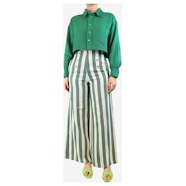 Autre Marque-Green and cream striped cotton trousers - size S-Green