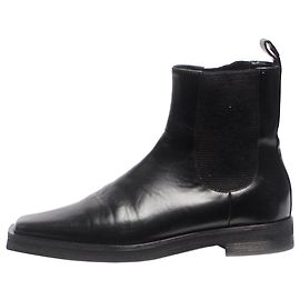 Totême Black Chelsea leather ankle boots - size EU 38 Black