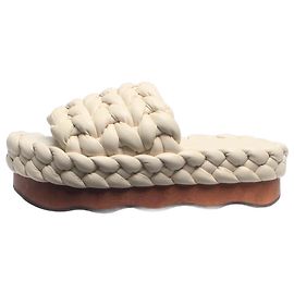 Chloé Elfenbein geflochtene Plattformsandalen - Größe EU 37 Weiß