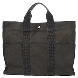 Hermès-Hermes Air Line MM Grey Unisex Canvas Tote Bag-Brown