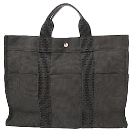 Hermès-Hermes Air Line MM Grey Unisex Canvas Tote Bag-Brown