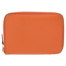 Hermès-Hermes Azap Vertical Bi-fold Wallet in Orange-Orange