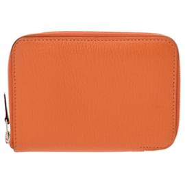 Hermès-Hermes Azap Vertical Bi-fold Wallet in Orange-Orange