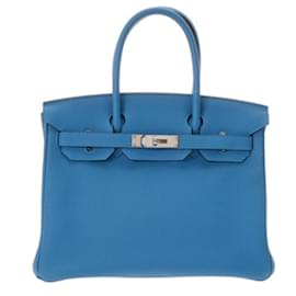 Hermès-Hermes Birkin 30 Verso Handbag-Blue