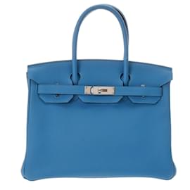 Hermès-Hermes Birkin 30 Verso Handbag-Blue