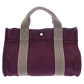 Hermès-Hermes Cannes PM Purple Unisex Canvas Handbag-Purple