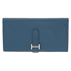 Hermès-Hermes Bearn Soufflet Long Wallet-Blue