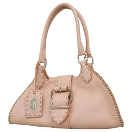 Fendi-Sac à main en cuir Fendi Selleria-Rose
