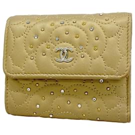 Chanel-Chanel Gold Lambskin Tri-fold Wallet-Golden