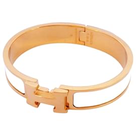 Hermès-Hermes Bangle Click Clack PM GP Plated Gold White-White,Golden