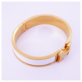 Hermès-Hermes Bangle Click Clack PM GP Plated Gold White-White,Golden