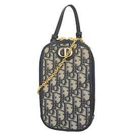 Christian Dior-Christian Dior Phone Holder Trotter Canvas in Navy-Navy blue