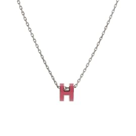Hermès-HERMES Mini Pop H Necklace-Silvery,Pink