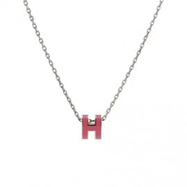 Hermès-HERMES Mini Pop H Necklace-Silvery,Pink