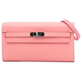 Hermès-Hermès Pink Epsom Kelly To Go Wallet-Pink