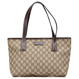 Gucci-Gucci Brown Small GG Supreme Joy Tote-Brown,Beige