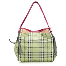 Burberry-Burberry Brown Small Haymarket Check Coated Canvas Canterbury Tote-Brown,Beige