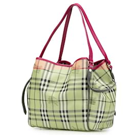 Burberry-Burberry Brown Small Haymarket Check Coated Canvas Canterbury Tote-Brown,Beige