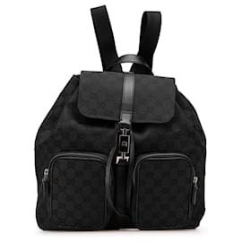 Gucci-Gucci Black GG Canvas Jackie Backpack-Black