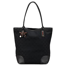 Gucci-Gucci Black GG Canvas Princy Tote-Black