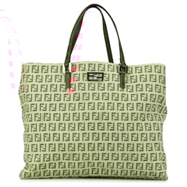 Fendi-Fendi Brown Zucchino Canvas Tote-Brown,Beige,Other
